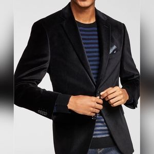 Alfani Men's Black Velvet Sport Coat Jacket Blazer, Size 42R 🐈‍⬛